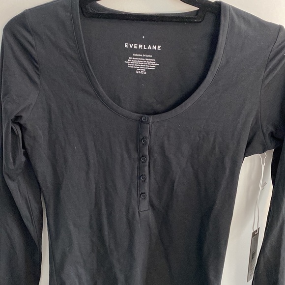Everlane Black The Henley Bodysuit Size S NWT - Picture 3 of 9
